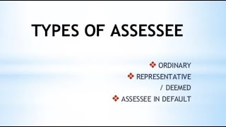 Types of Assessee as per Income Tax Act 1961 [upl. by Ahcurb]