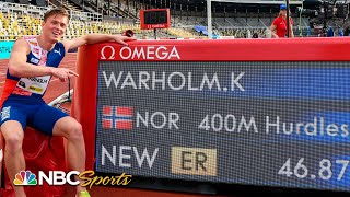 Karsten Warholm ALMOST breaks 400m hurdles world record in Stockholm  NBC Sports [upl. by Haidedej]