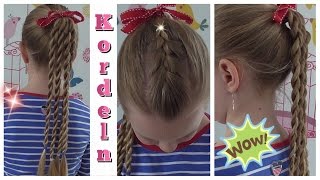 PFERDESCHWANZ♥Zopf mit KORDELN♥ZopfFrisur für Mädchen Tutorial [upl. by Aynwad]