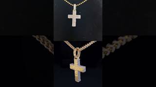 King Of Blings 925 Sterling Yellow Silver 450ct VVS D Clr Moissanite Cross Pendant Men Women [upl. by Luas]