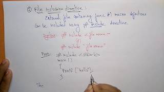 c preprocessor directives  macro substitution file inclusion and compiler control directives [upl. by Aluk470]