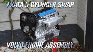 Miata 5 cilinder swap part 1 Engine assembly [upl. by Kentiggerma]