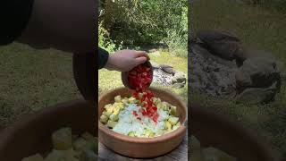 Doğada çömlekte güveç yapımı🌿  Making a casserole in an urn in nature🌿 [upl. by Girard821]