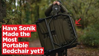 FIRST LOOK Soniks BRANDNEW AXS Bedchair super lightweight and portable  Carp Fishing 2020 [upl. by Ruffo]