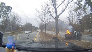 Video  Police chase suspect wanted in Forest Park triple shooting pursuit ends in fiery crash [upl. by Accisej]