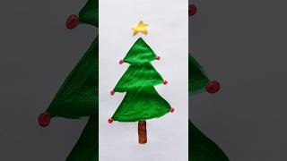 Christmas Tree 🎄 Acrylic Painting For Kids christmas tree painting trending shorts viralvideo [upl. by Hatti402]