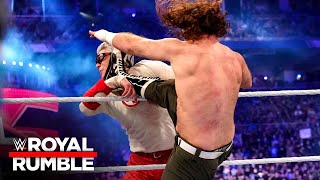 Sami Zayn eliminates Johnny Knoxville Royal Rumble 2022 WWE Network Exclusive [upl. by Jakoba]