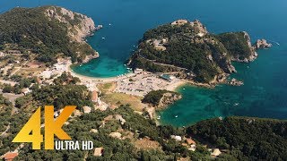 Greece Aerial 4K  Birds Eye View of Santorini Corfu and Athens  3 HOUR Ambient Drone Film [upl. by Gianni]