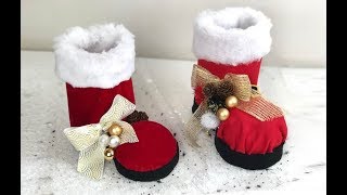 Stivali BABBO NATALE 2 IDEE SEMPLICI  Christmas Santa Claus Boot From Waste Plastic Bottle  DIY [upl. by Andi134]