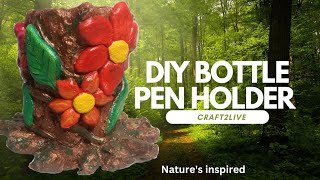 DIY TreeInspired Pen Holder from Plastic Bottle amp Clay  Upcycled Craft [upl. by Marlee]