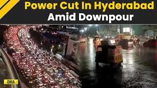 Hyderabad Rains KilometresLong Traffic Jams Power Cuts In Hyderabad Amid Heavy Rain [upl. by Ennalyrehc25]