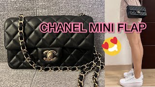 ❤️CHANEL MINI FLAP BAG  What fits inside [upl. by Aerdnuahs]