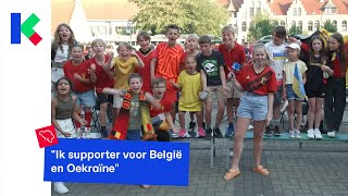 Oekraïense en Belgische kinderen volgen samen EK match [upl. by Ivens]