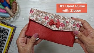 DIY Ladies Hand Purse  How to Make Zipper Pouch  Cute Wallets  Purwas Sewing Time [upl. by Yboj]