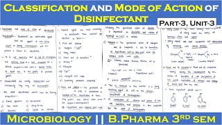 classification and mode of action of disinfectant  Part3 Unit3  Microbiology  B Pharma 3rd sem [upl. by Gemmell828]