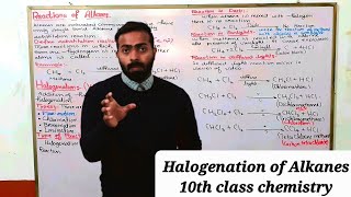 Halogenation of Alkanes  Reactions of Alkanes  ch12  10th class chemistry [upl. by Sammie]