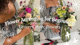 Flower Arrangement Tutorial For Beginners  Grocery Store Flowers Tips [upl. by Ecaidnac]