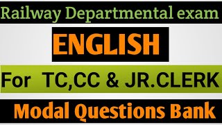 Tc cc amp Jrclerk railway departmental exam English question bank railway departmental exam [upl. by Ayrotal]