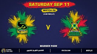 LIVE  Jamaica Tallawahs vs Guyana Amazon Warriors  CPL 2021 [upl. by Nuavahs]