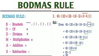 How to solve bodmas problems Rules to solve bodmas problems maths mathvideos bodmas 👍👍 [upl. by Hoj264]