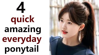 4 best easy ponytail  everyday high pony hairstyle  hairstyle for college [upl. by Midge]