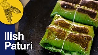 Ilish Macher Paturi  Shorshe diye Ilish Macher Bhapa Recipe  Bengali Hilsa Steamed in Banana Leaf [upl. by Yatnoj326]