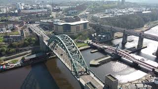 Newcastle UK Tyne Bridge  Drone footage 4k [upl. by Adnoma]