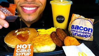 ASMR MCDONALDS BIG BREAKFAST WITH HOTCAKES HASH BROWNS MANGO PINEAPPLE SMOOTHIE MCGRIDDLE MUKBANG [upl. by Ainekahs]