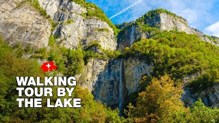 Exploring Walensee Lake Waterfalls Towns amp Relaxing Walking Tour  Switzerland Nature 4K 60FPS [upl. by Akinajnat]