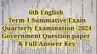 6th EnglishTerm1 SummativeQuarterly Examination 2024Government Question paper amp Full Answer Key [upl. by Elocan678]