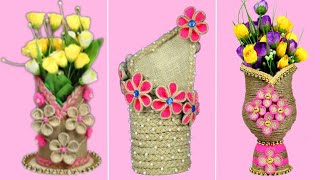 3 Amazing Flower Vase Ideas From Waste Materials  Plastic Bottle Craft Ideas  Jute Craft Ideas [upl. by Hummel]