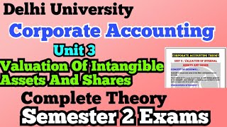 Unit 3  Valuation Of Intangible Assets And Share Theory l One Shot Revision l Corporate Accounting [upl. by Kcirdde112]