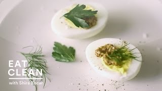 Protein Packed HardBoiled Eggs with Mustard  Eat Clean with Shira Bocar [upl. by Everara332]