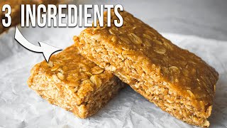 ONLY 3 Ingredients  NO BAKE Oatmeal Bars [upl. by Ymeraj]