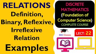 L22 RELATIONS Definition Binary Reflexive Irreflexive Relation  Example  Discrete Maths Hindi [upl. by Hubsher131]