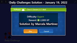 Microsoft Solitaire Collection  TriPeaks Expert  January 19 2022  Daily Challenges [upl. by Trini]