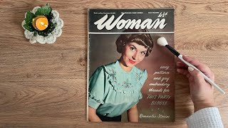 🍂 ASMR  1950s Vintage Magazine Flip Through  whispering tracing brushing 🍂 [upl. by Neila417]