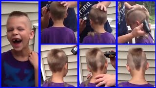 A Boy Gets His Mohawk Haircut In Style At Home [upl. by Bertasi909]