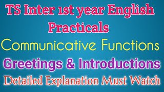 TS Inter 1st year English Practicals Communicative Functions Explanation [upl. by Aikam]