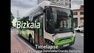 Bizkaibus  Timelapse Línea A3129 LutxanaGurutzetaCrucésSanturtzi [upl. by Kristofor]