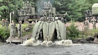 Army Engineers Build Floating Bridge – MultiRole Bridge Company [upl. by Aiuqet]