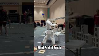 Awesome Blind Folded Board Breaking Between Three Cinder Blocks Creative Martial Arts Demo karate [upl. by Adli]