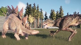 Scorpios Rex Vs Stegosaurus  Jurassic World Evolution 2 [upl. by Hceicjow229]