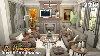 Bloxburg  22k No Gamepass Rustic Family Farmhouse  No Largeplot  Roblox  House Build [upl. by Smoht152]