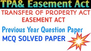 TPA MCQ QUESTIONTransfer property act Agra University paperEasement MCQTPA PREVIOUS year paper [upl. by Nevetse]