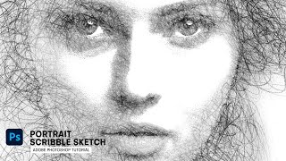 create portrait scribble sketch  adobe photoshop tutorial [upl. by Roanne]