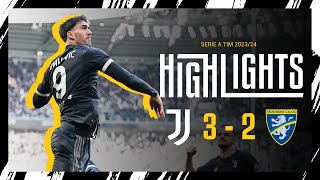 HIGHLIGHTS  JUVENTUS 32 FROSINONE  Vlahovics brace amp Ruganis lastgasp winner [upl. by Ner]