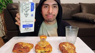 TRYING MACADAMIA MILK WITH CHOCOLATE PISTACHIO AND RASPBERRY PASTRIES MUKBANG EATING SHOW [upl. by Izawa787]