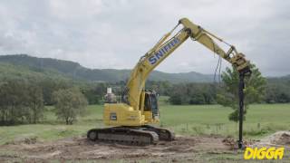 Large excavator drilling with a Digga PD25 Auger drive  Digga Australia [upl. by Machutte290]