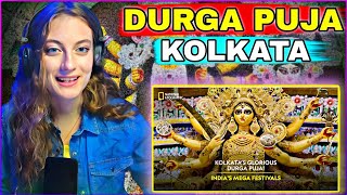 Durga Puja Kolkata 😍  Indias Mega Festival  Russian Girl Reacts  Russian Reaction [upl. by Allez73]